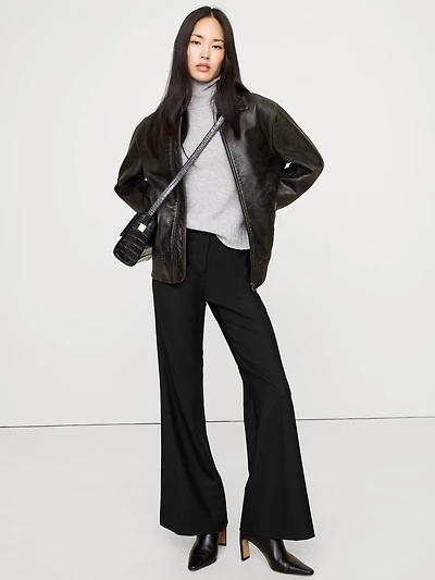 Mid-Rise Flare Stretch Wool-Blend Pant