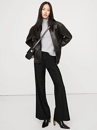 Mid-Rise Flare Stretch Wool-Blend Pant
