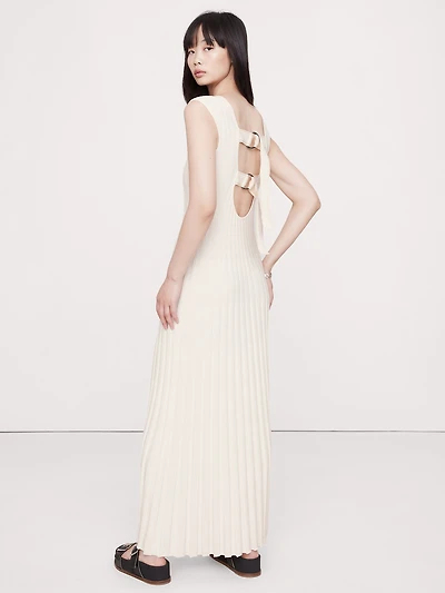 SCULPTED RIBBED BACKLESS MAXI DRESS