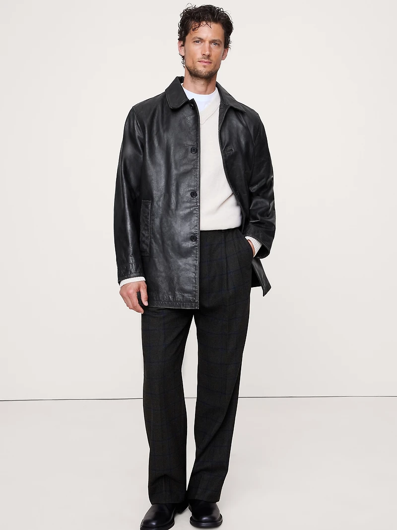 Relaxed Leather Carcoat