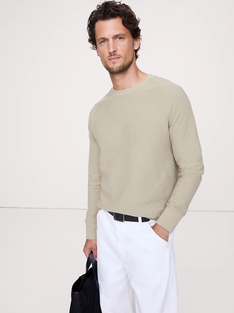 Slub Double-Knit Zig-Zag T-Shirt