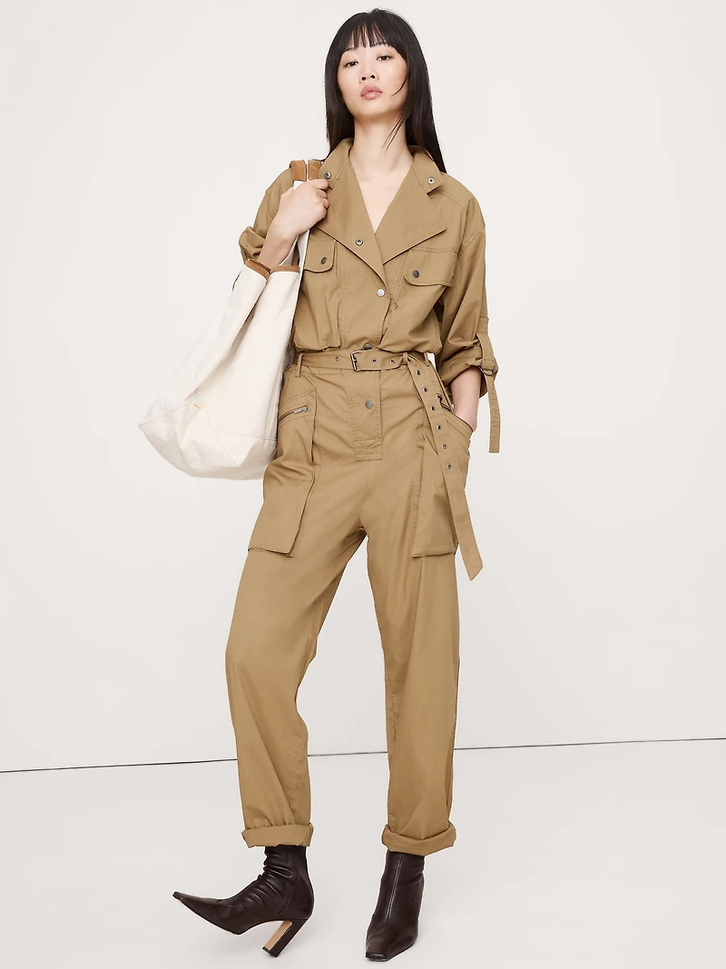 Stretch-Cotton Utility Jumpsuit