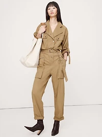Stretch-Cotton Utility Jumpsuit