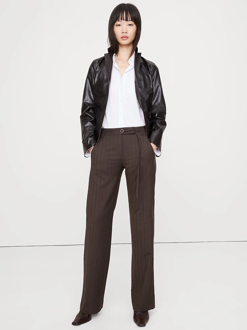 Mid-Rise Bootcut Wool-Blend Flannel Pant