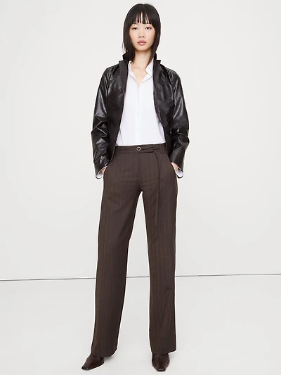Mid-Rise Bootcut Wool-Blend Flannel Pant