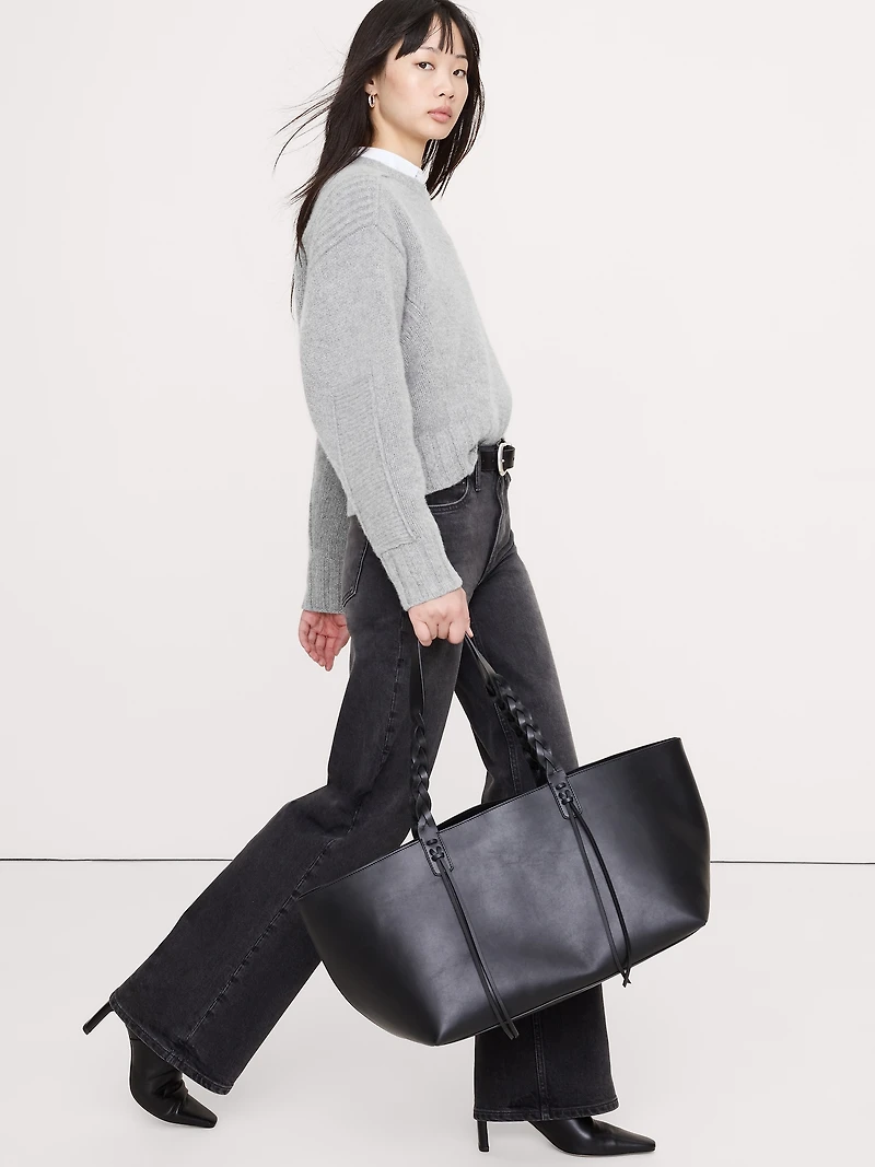 Merino-Cashmere Ribbed-Panel Sweater