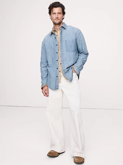 Relaxed-Fit Cotton-Hemp Chambray Shirt