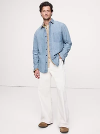 Relaxed-Fit Cotton-Hemp Chambray Shirt