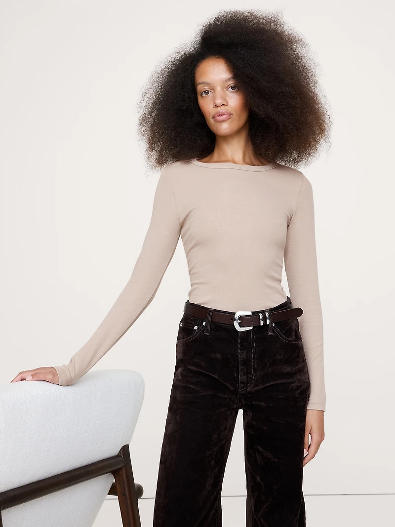 Ribbed Crew-Neck T-Shirt