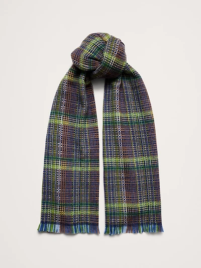 Italian Plaid Wool-Blend Scarf