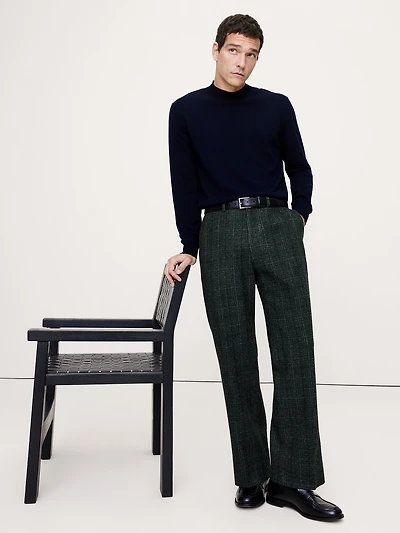 Straight Italian Wool Tweed Suit Pant