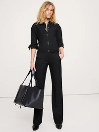 Mid-Rise Bootcut Wool-Blend Flannel Pant