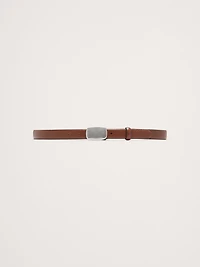 Leather Plaque-Buckle Belt