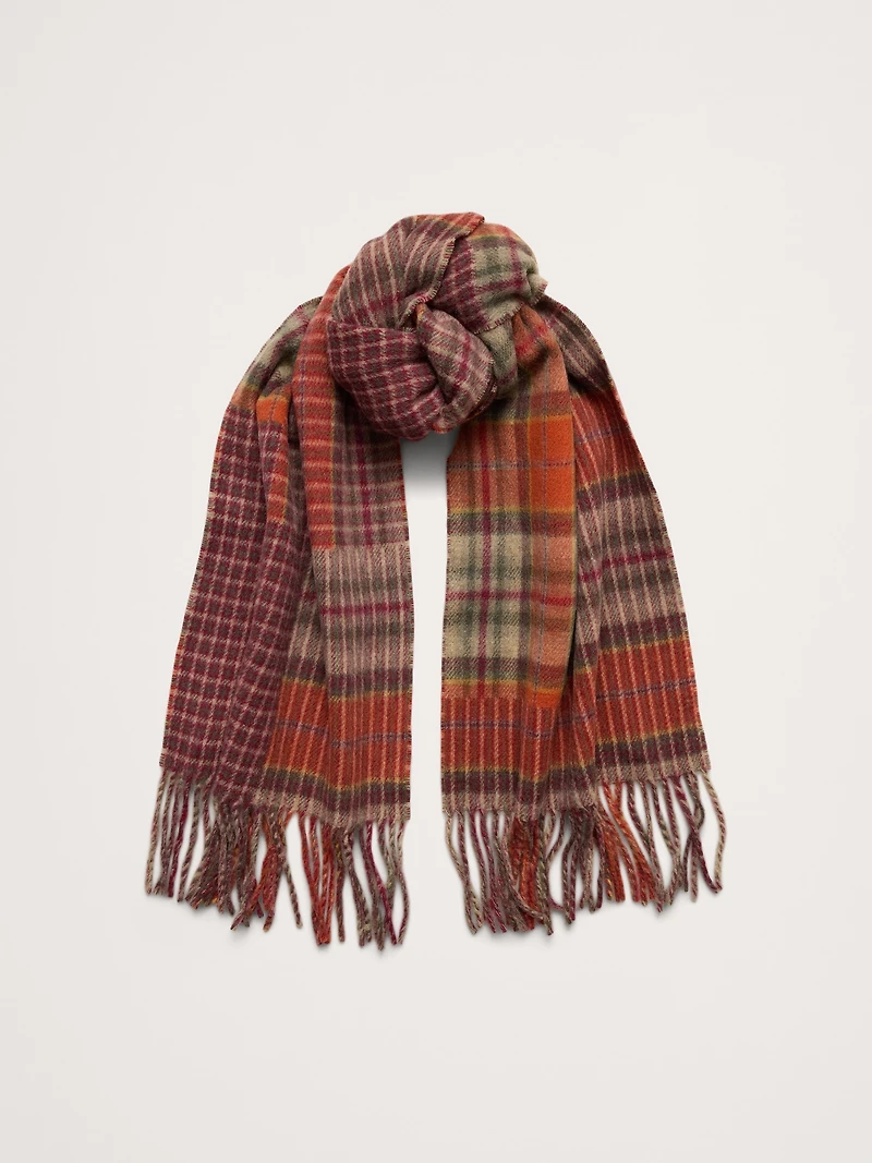 Mixed Plaid Wool-Blend Scarf