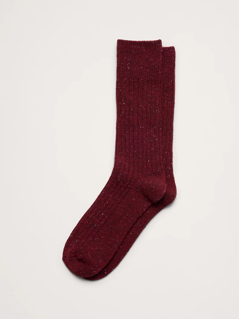 Donegal Ribbed Sock with Wool