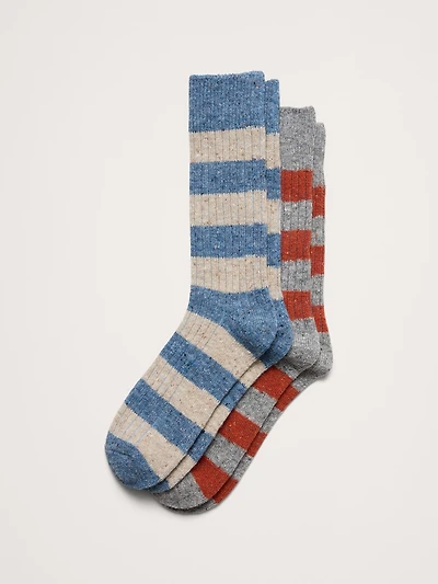 Stripe Donegal Ribbed Sock with Wool 2-Pack