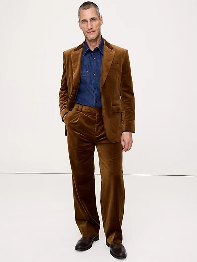 Relaxed Pleated Velvet Pant