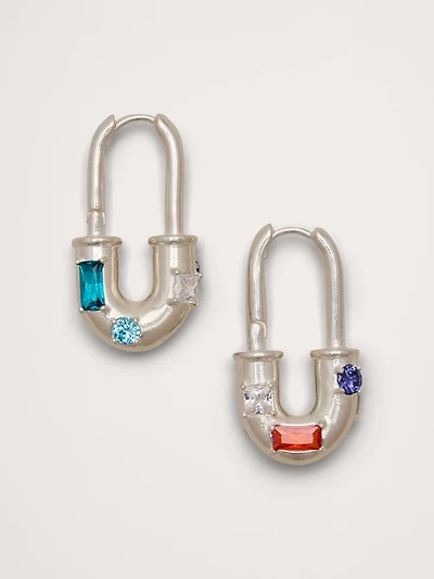 Rhinestone Lock Earrings