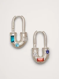 Rhinestone Lock Earrings