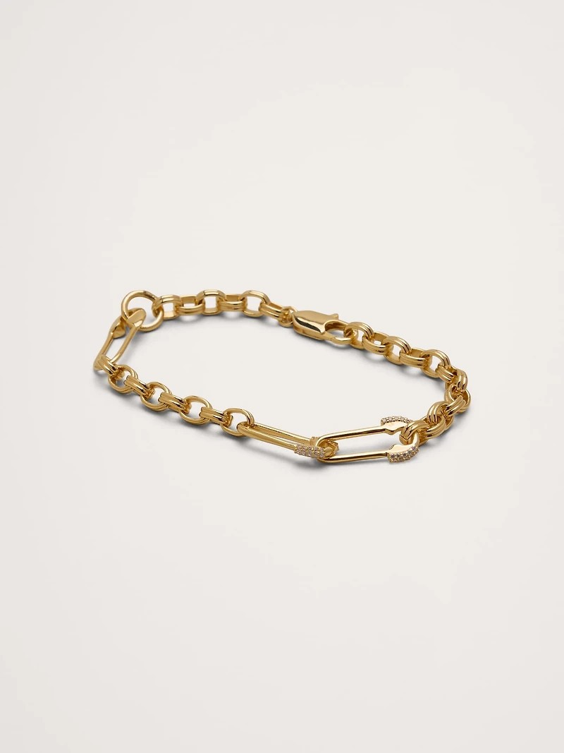 Rhinestone Safety Pin Bracelet