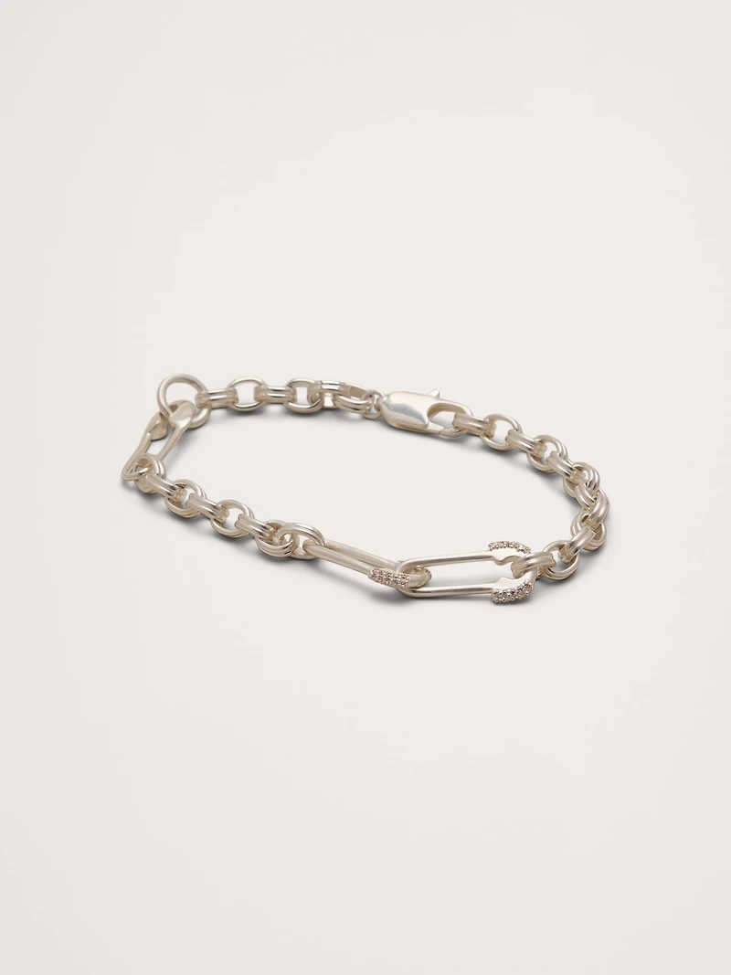 Rhinestone Safety Pin Bracelet