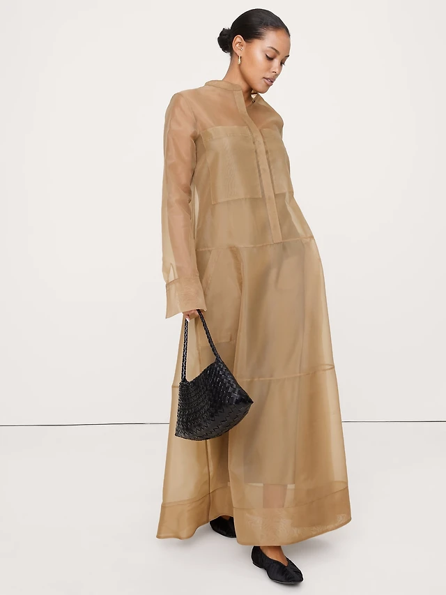 organza maxi shirt dress banana republic Banana Republic Organza Maxi Shirt Dress