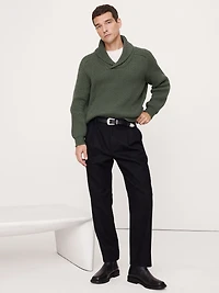 Ribbed Shawl-Collar Sweater