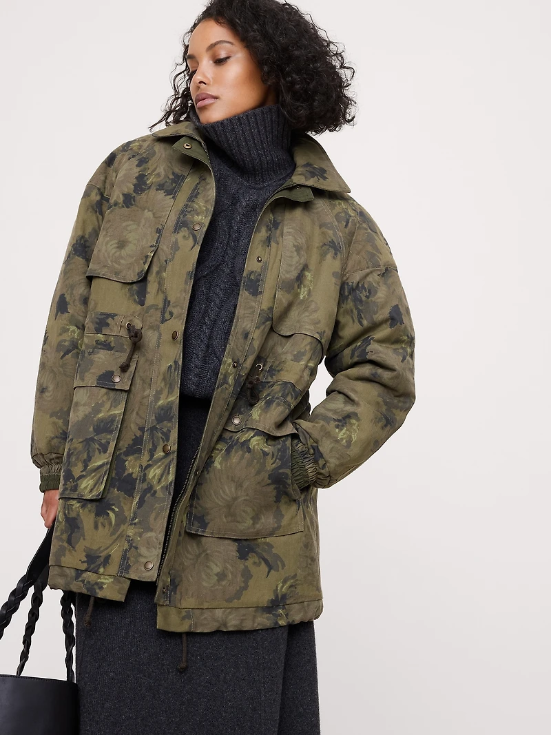 Floral Quilted Parka