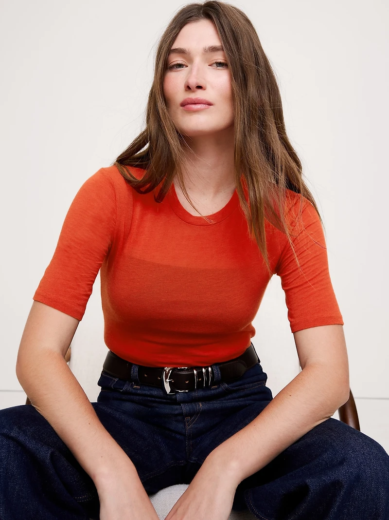 Sheer Lyocell-Wool Crew-Neck T-Shirt