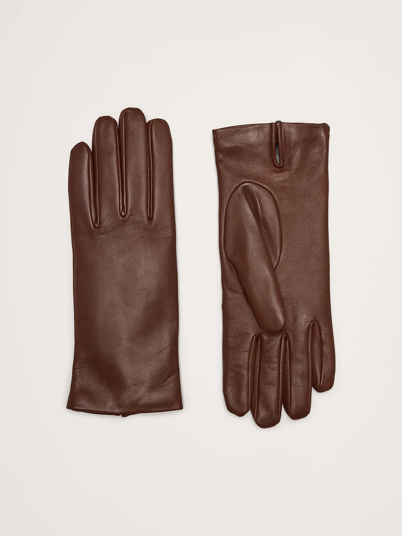 Italian Leather Cashmere-Lined Gloves