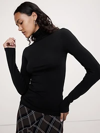 Luxe Wool-Blend Turtleneck T-Shirt