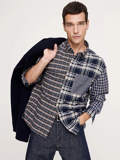 Relaxed-Fit Patchwork Oxford Shirt