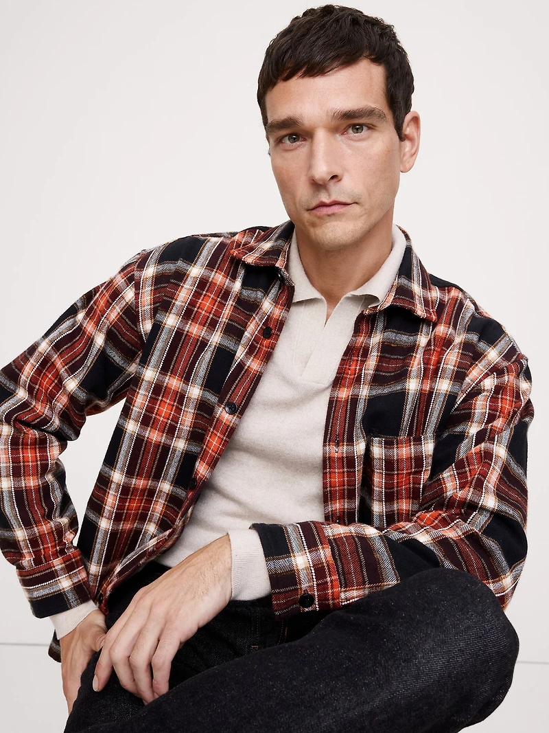 Relaxed-Fit Chenille & Flannel Overshirt