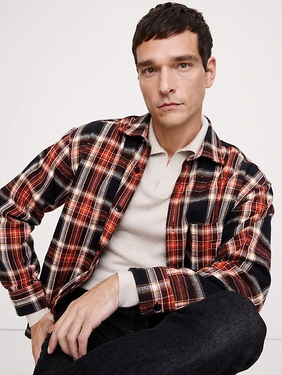 Relaxed-Fit Chenille & Flannel Overshirt