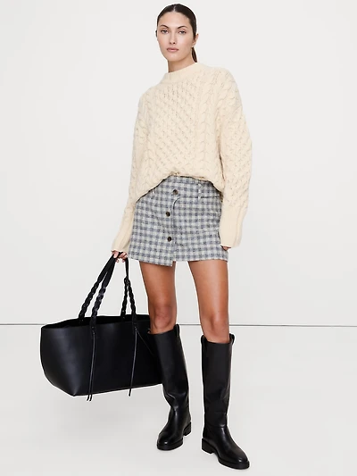 Italian Tweed Wrap Mini Skirt