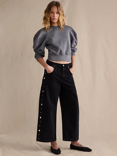 Low-Rise Loose Studded Ankle Jean