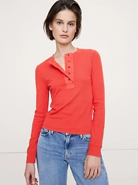 Ribbed Henley T-Shirt