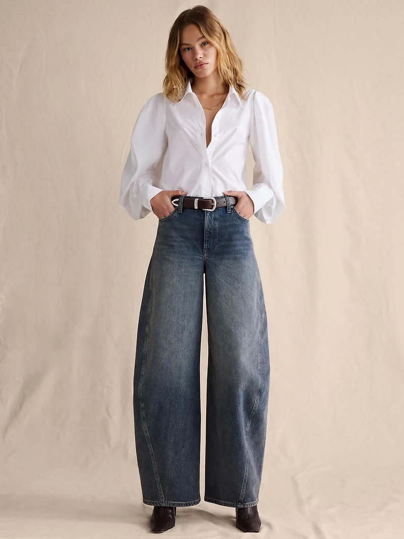 High-Rise Loose Barrel Jean