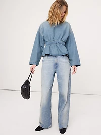 Denim Cinch-Waist Top