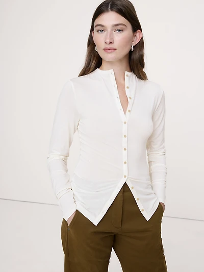 Luxe Wool-Blend Button-Front Shirt