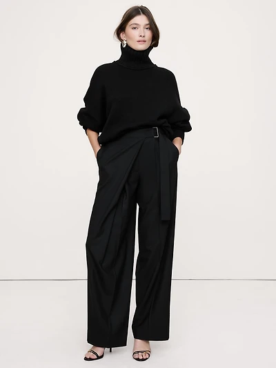 High-Rise Straight Crossover Flannel Pant