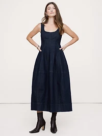 Denim Barrel Midi Dress
