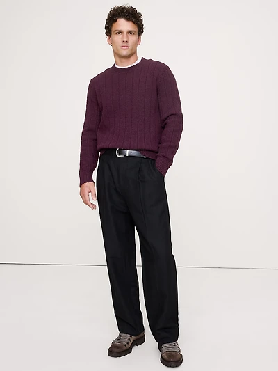 Bouclé Ribbed Crew-Neck Sweater