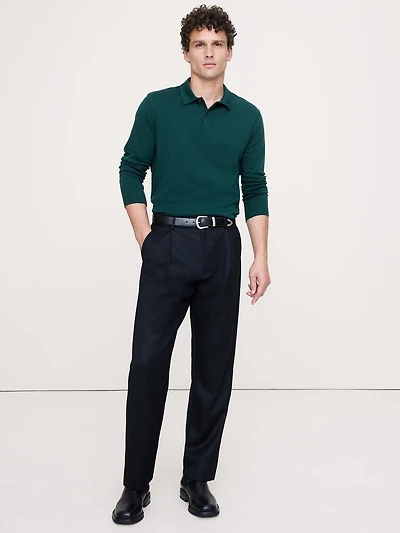 Luxury-Touch Long-Sleeve Polo Shirt