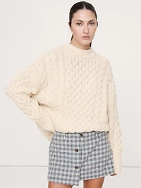 Italian Merino-Blend Cable Tunic Sweater