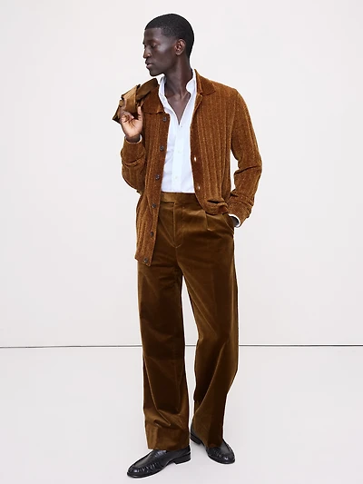 Relaxed Pleated Velvet Pant