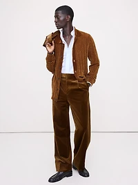 Relaxed Pleated Velvet Pant