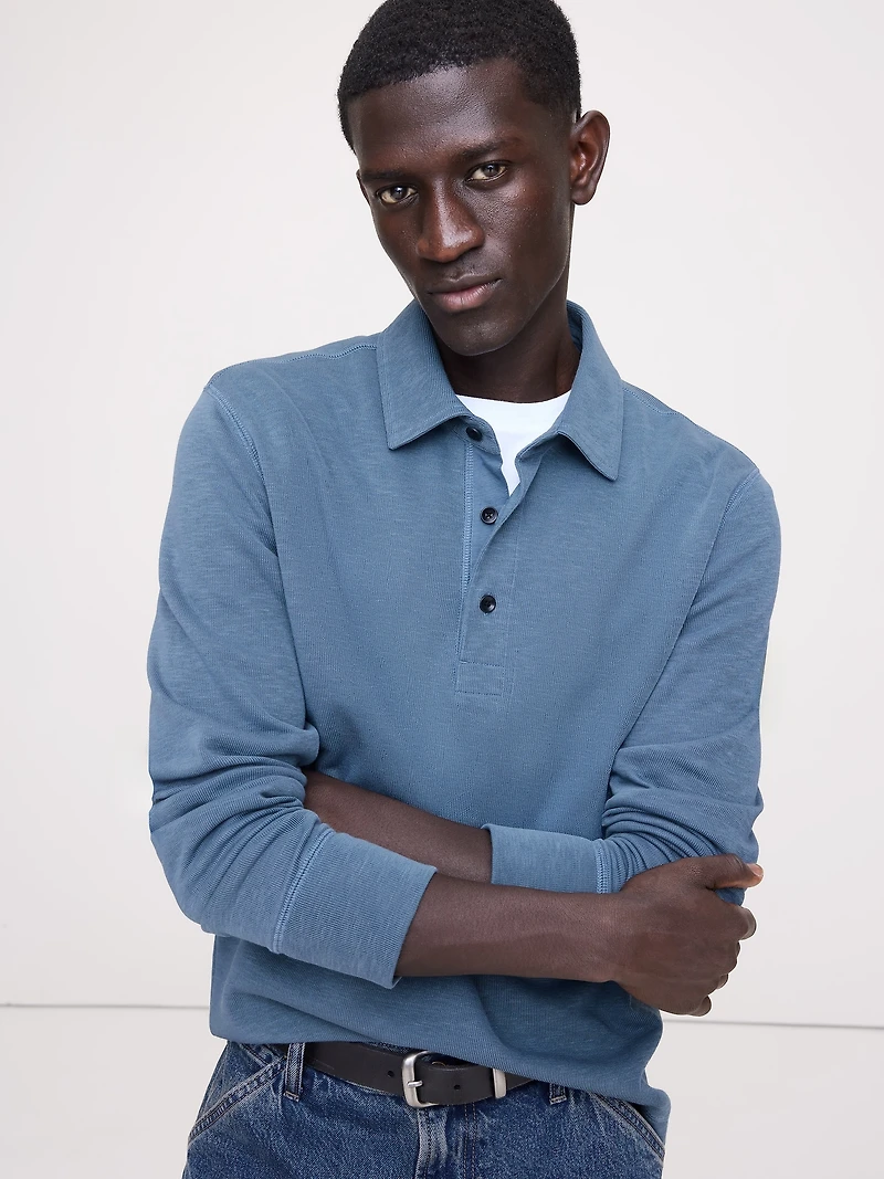 Slub Double-Knit Polo Shirt