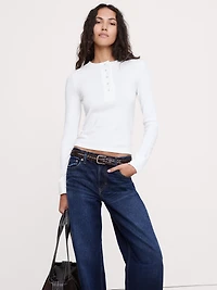 Ribbed Henley T-Shirt