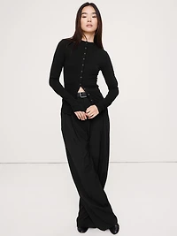 Luxe Wool-Blend Button-Front Shirt